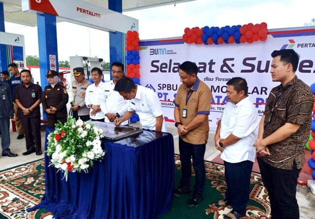Bupati Barito Utara Resmikan SPBU Dodo Modular PT Seia Batara Pratama Desa Hajak