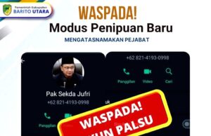 Waspada Penipuan, Kembali Beredar Nomor dan Akun Palsu Mengatasnamakan Pj Sekda Barito Utara, Drs Jufriansyah