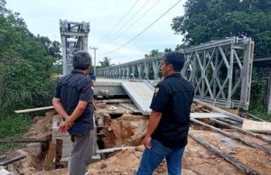 Progres Pembangunan Jembatan Bailey Desa Jamud Hampir Rampung