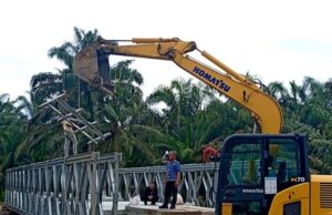Pembangunan Jembatan Bailey Bentang di Desa Tawan Jaya Capai Progres 80 persen